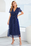 A-Line Blush Casual kjole med korte ermer