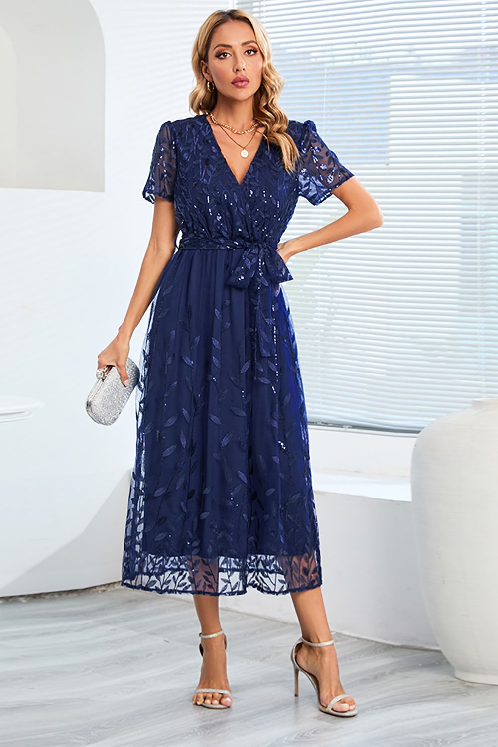 A-Line Blush Casual kjole med korte ermer