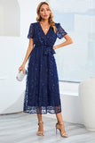 A-Line Blush Casual kjole med korte ermer