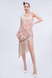Black Beaded Brølende 20-tallet Gatsby Fringed Flapper Dress