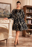 Black Glitter Sequins 1920-tallet kjole med Batwing ermer