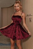 A-line Spaghetti Strap Svart Short Party Dress