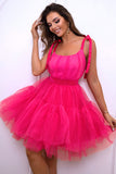 Hot Pink A Line Tylle Søt Homecoming Dress