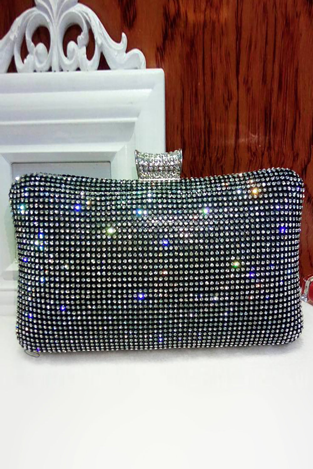 Svart Spakly Rhinestone kveldsveske