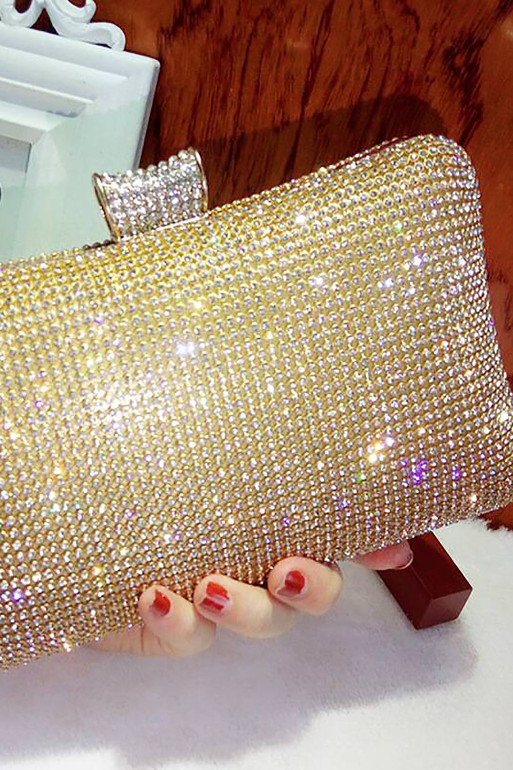 Svart Spakly Rhinestone kveldsveske