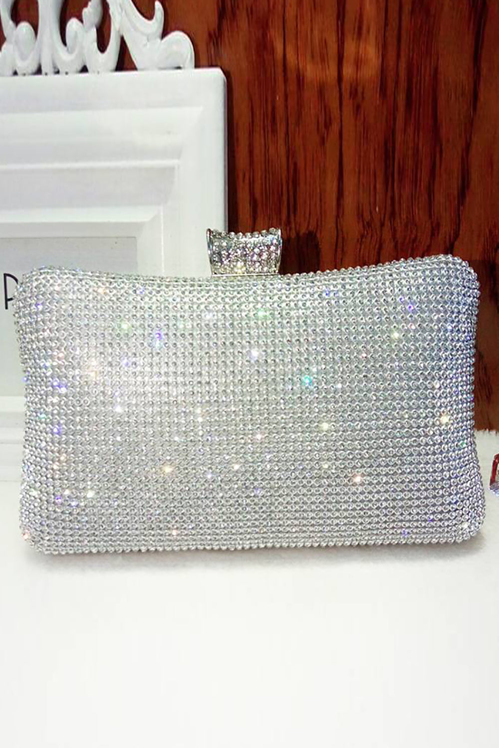 Svart Spakly Rhinestone kveldsveske
