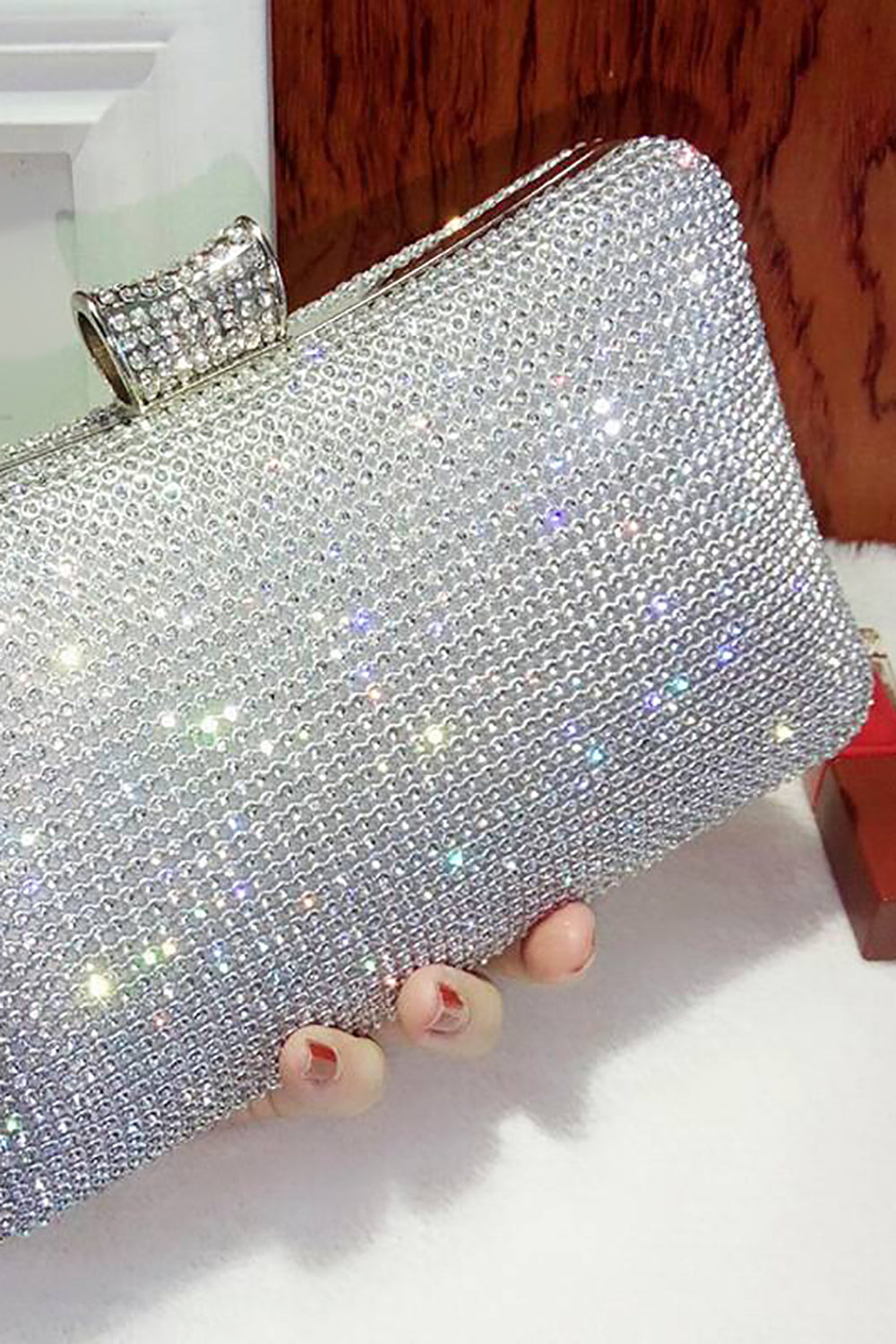 Svart Spakly Rhinestone kveldsveske