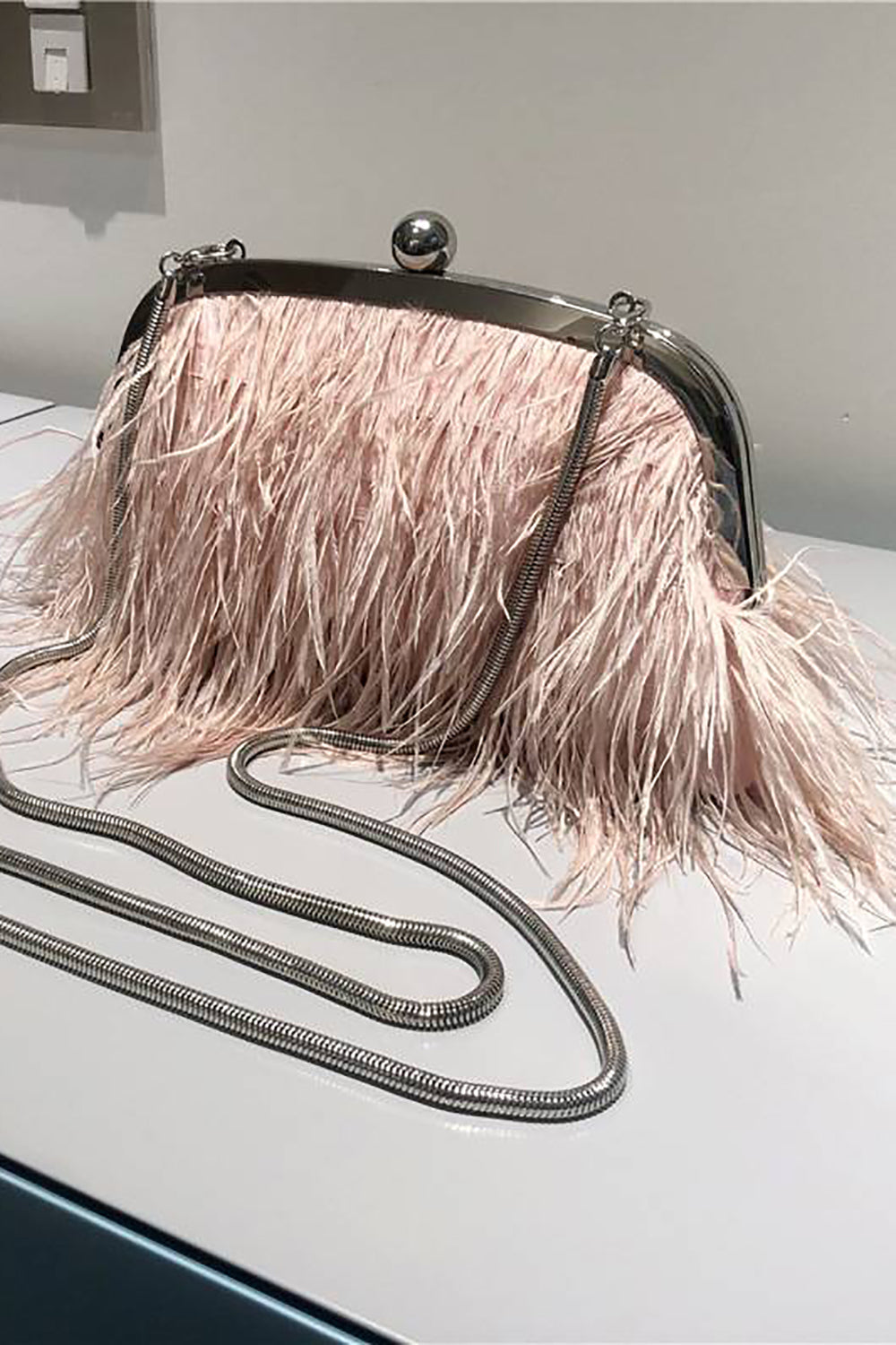 Blå dusk perle kveldsfest clutch bag