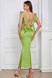 Grønn Sweetheart Neck Bodycon Long Open Back Party Dress