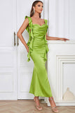Grønn Sweetheart Neck Bodycon Long Open Back Party Dress