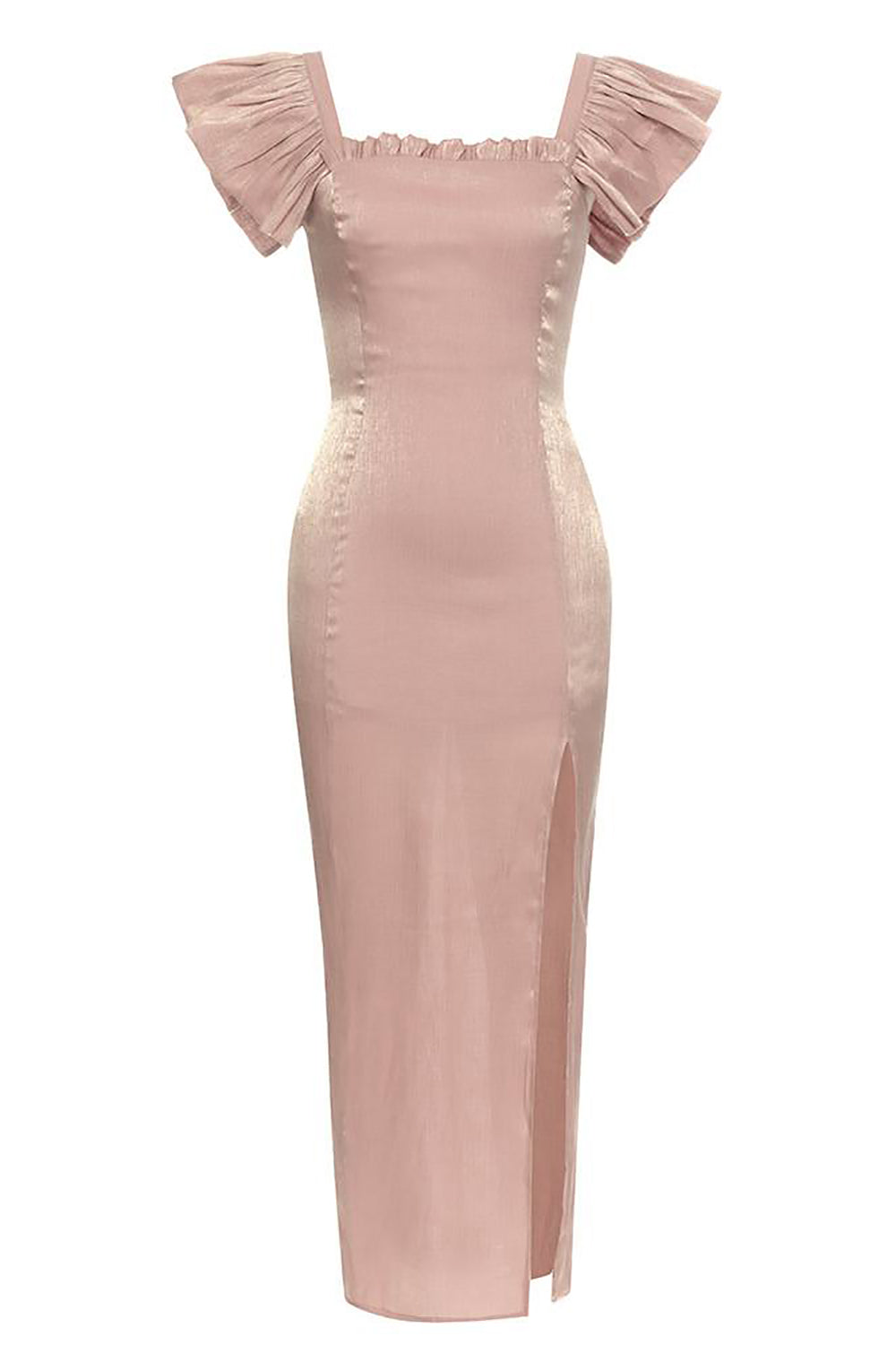 Blush firkantet halshette ermer Bodycon lang festkjole
