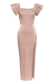 Blush firkantet halshette ermer Bodycon lang festkjole
