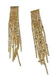 Sparkly Golden Rhinestone Tassel Long øredobber