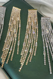 Sparkly Golden Rhinestone Tassel Long øredobber