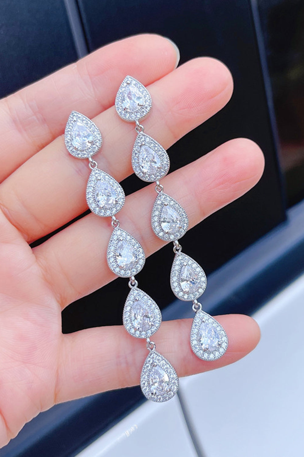 Sølv Rhinestone Drop øredobber