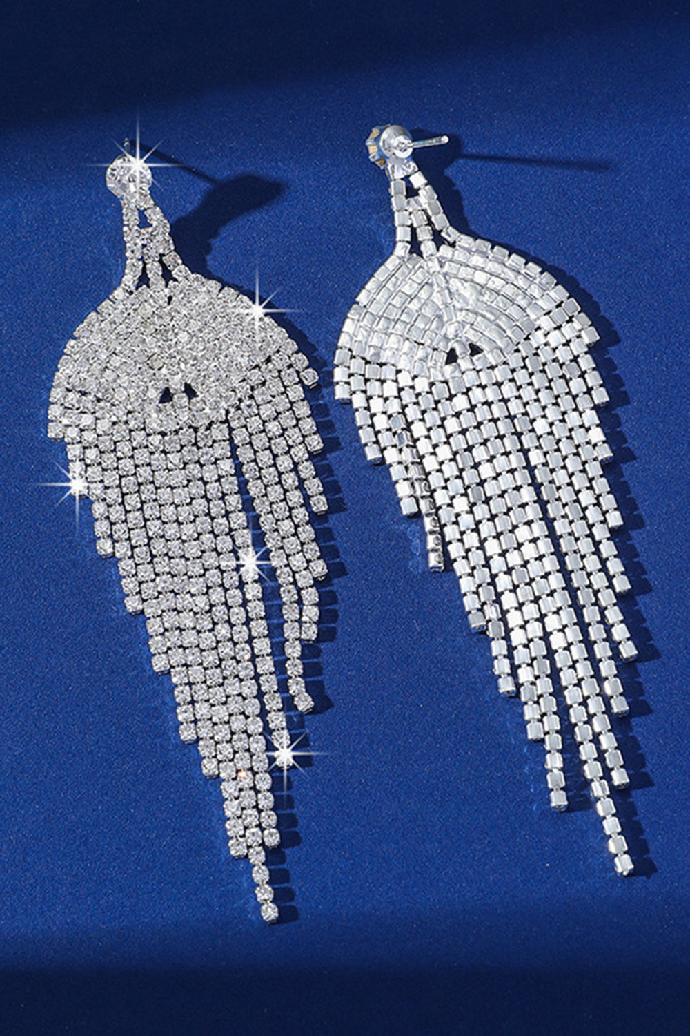 Glitter sølvdusk Rhinestone dingle øredobber