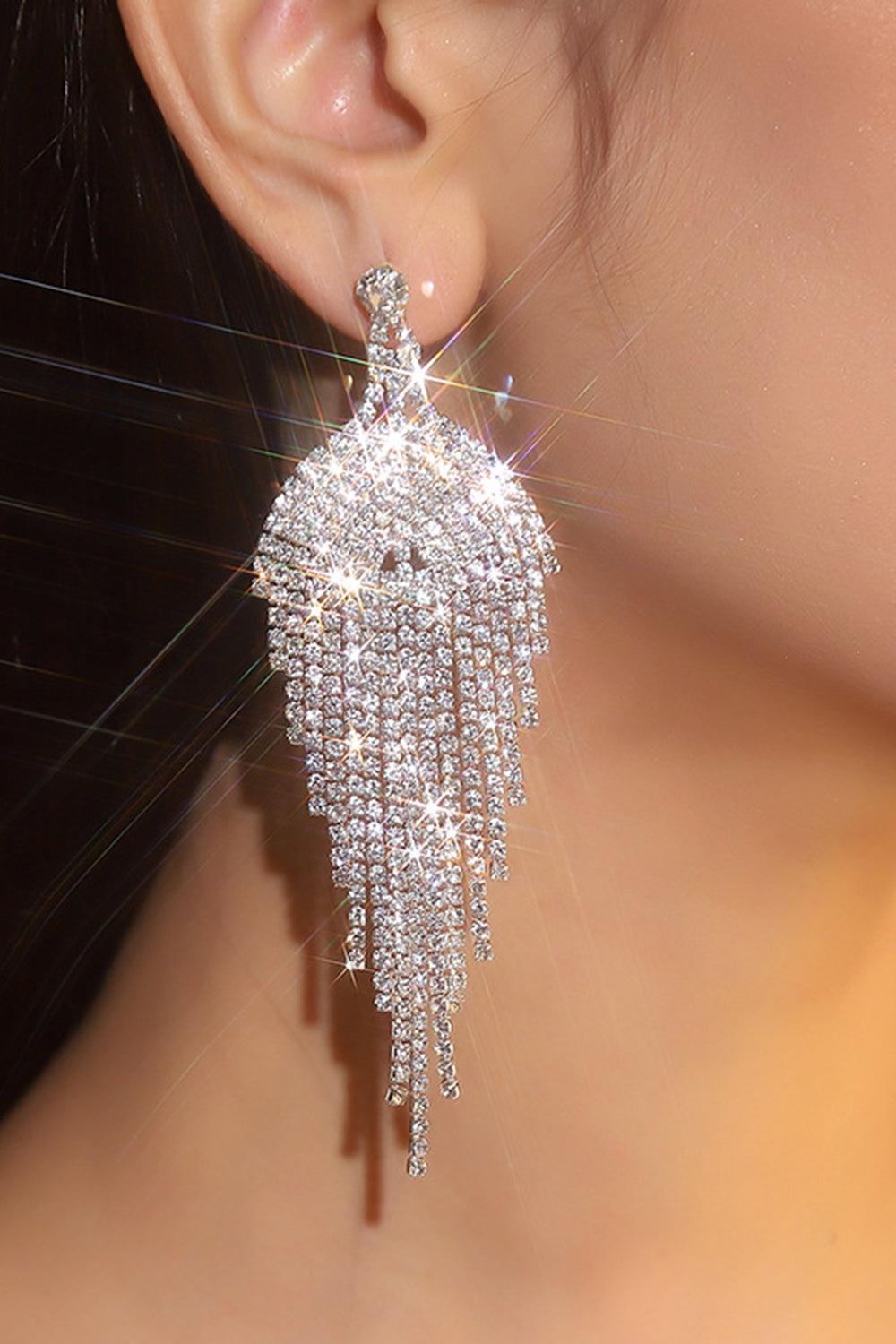 Glitter sølvdusk Rhinestone dingle øredobber