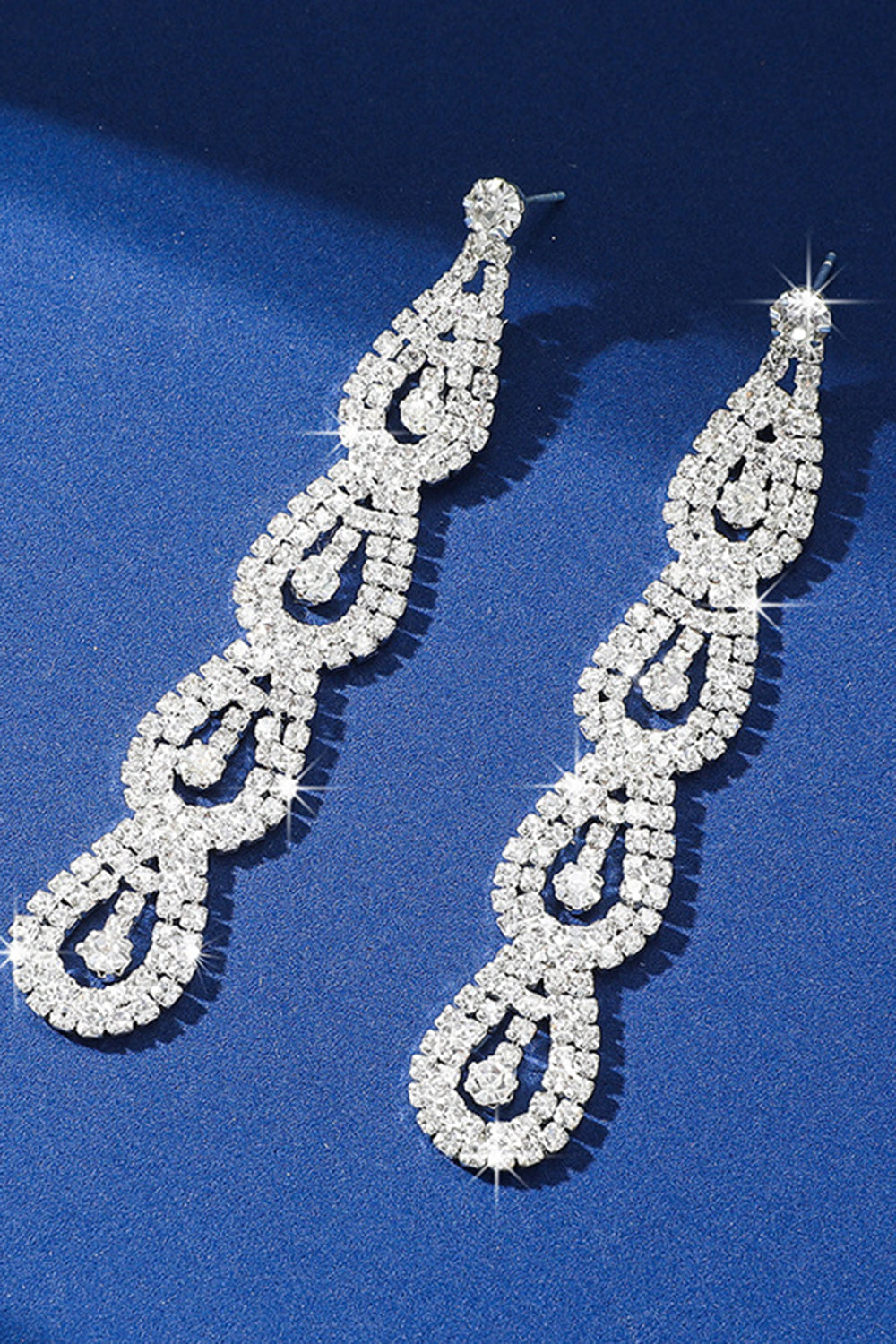 Sølv Rhinestone Long Drop øredobber