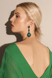 Mørkegrønne Rhinestone Dangle øredobber