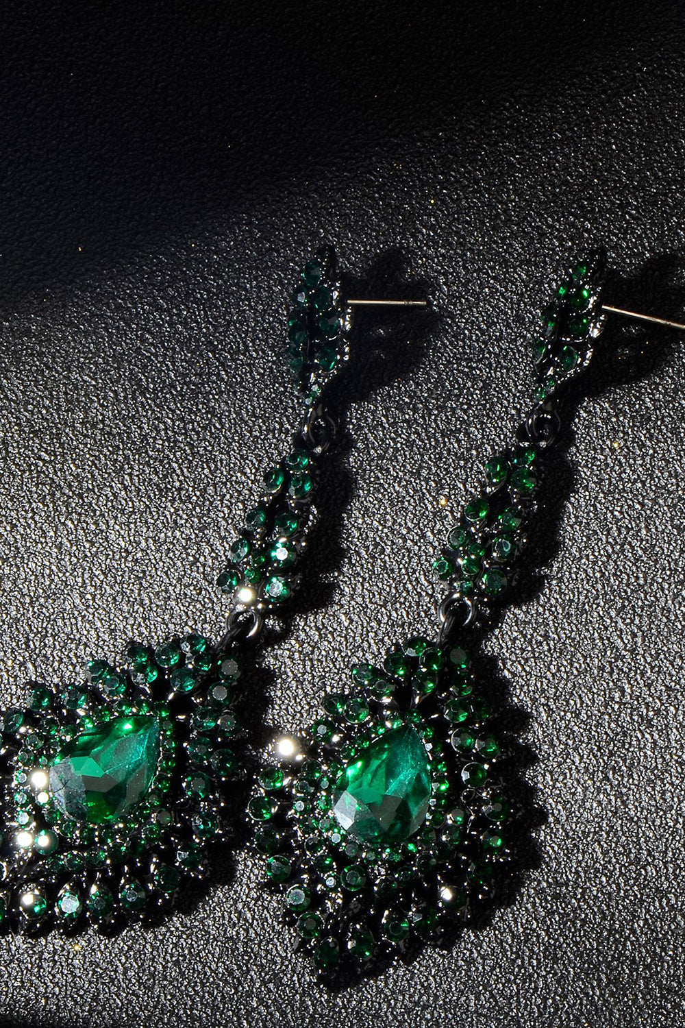Mørkegrønne Rhinestone Dangle øredobber