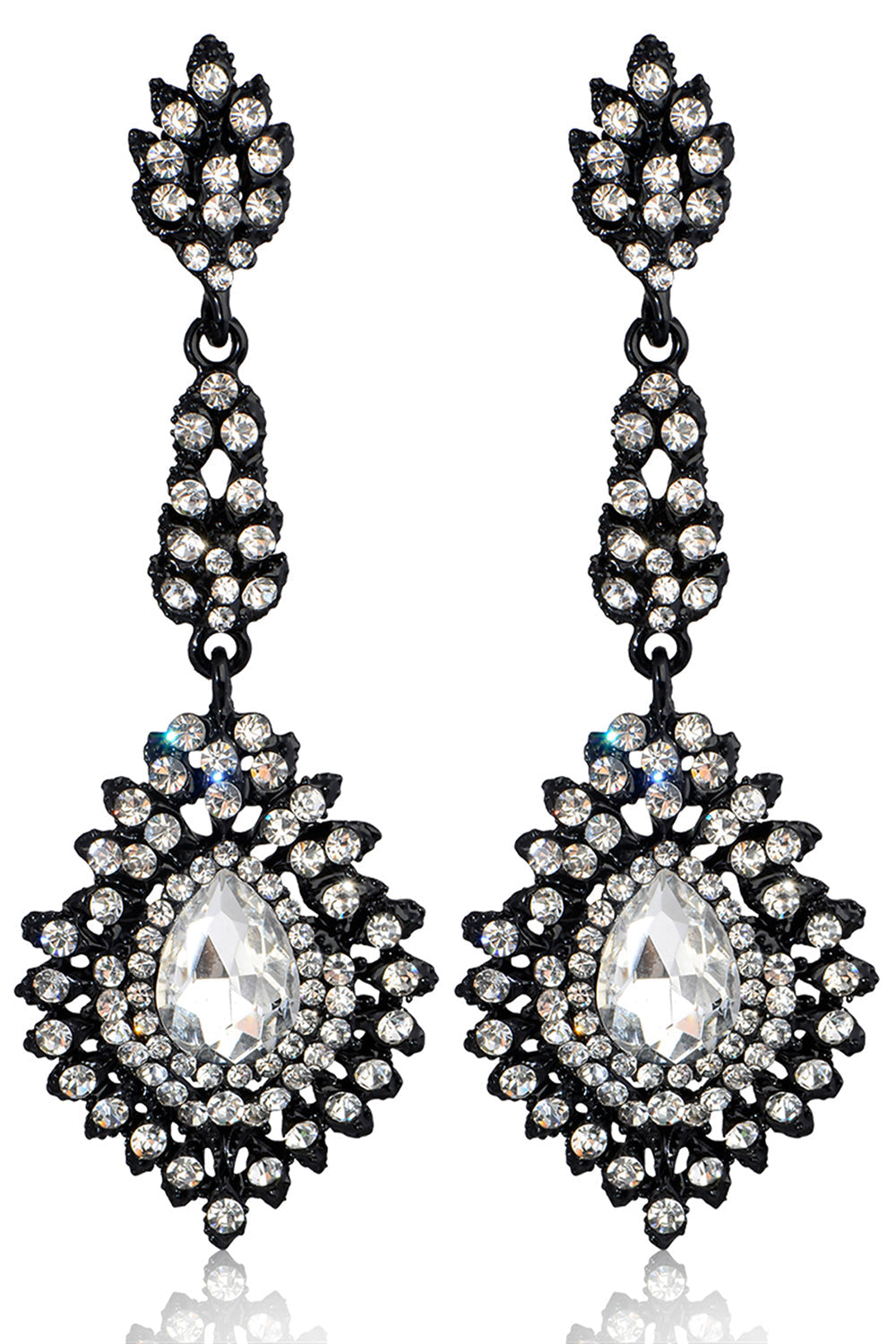 Mørkegrønne Rhinestone Dangle øredobber
