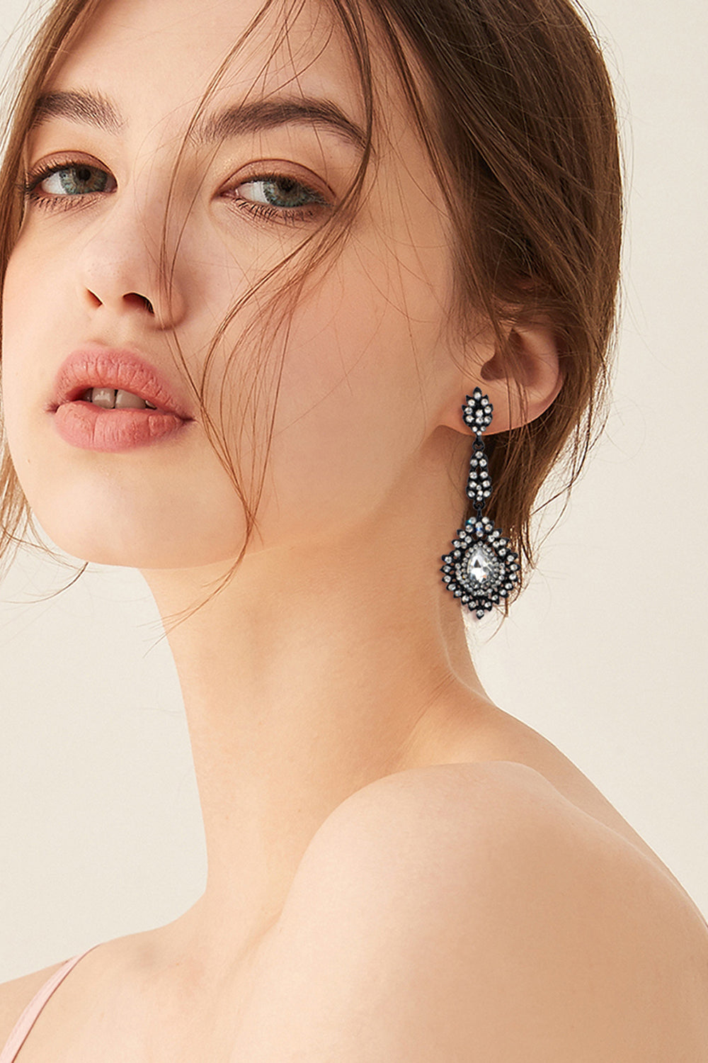 Mørkegrønne Rhinestone Dangle øredobber