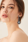 Mørkegrønne Rhinestone Dangle øredobber