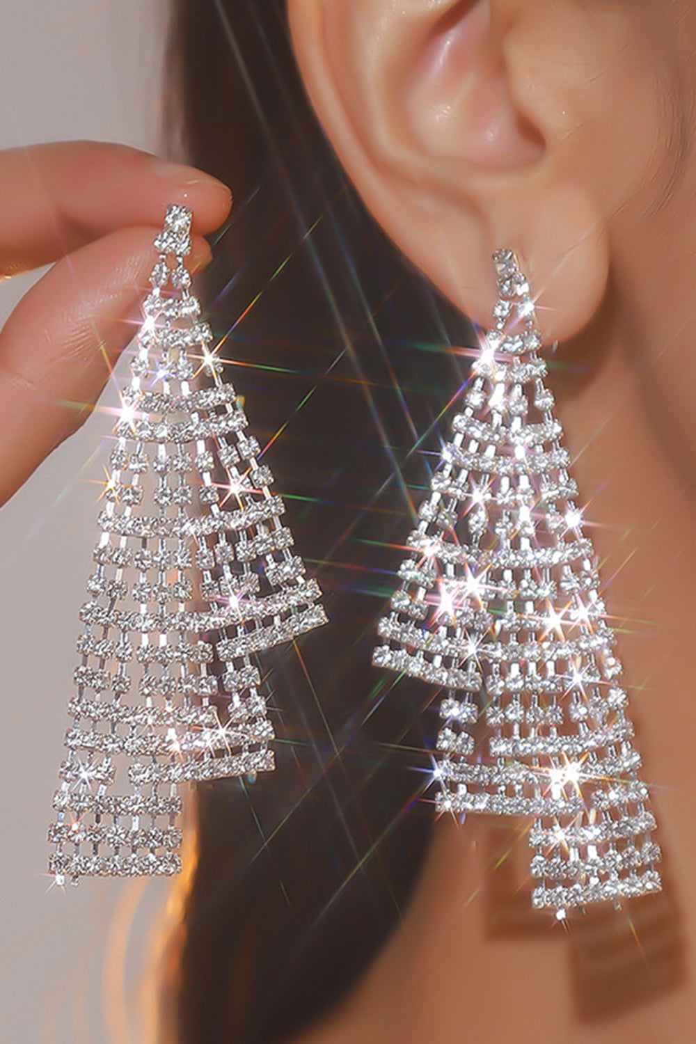 Sølv Rhinestone Drop øredobber