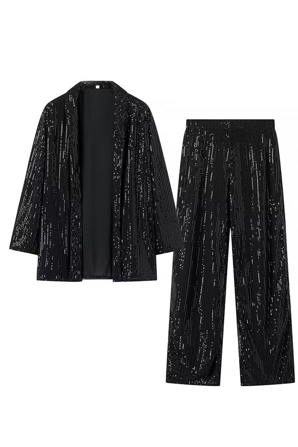 Svart Sparkly Sequin 2 Piece Kvinner Drakter