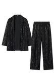 Svart Sparkly Sequin 2 Piece Kvinner Drakter
