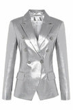 Svart PU Double Breasted Kvinner Blazer