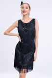 Black Fringed 1920 -tallet Gatsby kjole med paljetter