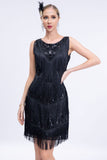Black Fringed 1920 -tallet Gatsby kjole med paljetter