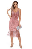 Blush Fringed Spaghetti stropper 1920 Gatsby kjole