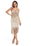 Blush Fringed Spaghetti stropper 1920 Gatsby kjole