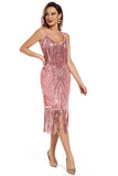 Blush Fringed Spaghetti stropper 1920 Gatsby kjole