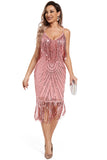 Blush Fringed Spaghetti stropper 1920 Gatsby kjole