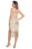 Blush Fringed Spaghetti stropper 1920 Gatsby kjole