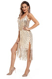 Blush Fringed Spaghetti stropper 1920 Gatsby kjole