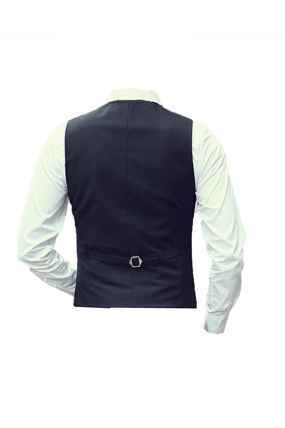 Svart singlebreasted herredressvest med tilbehør sett