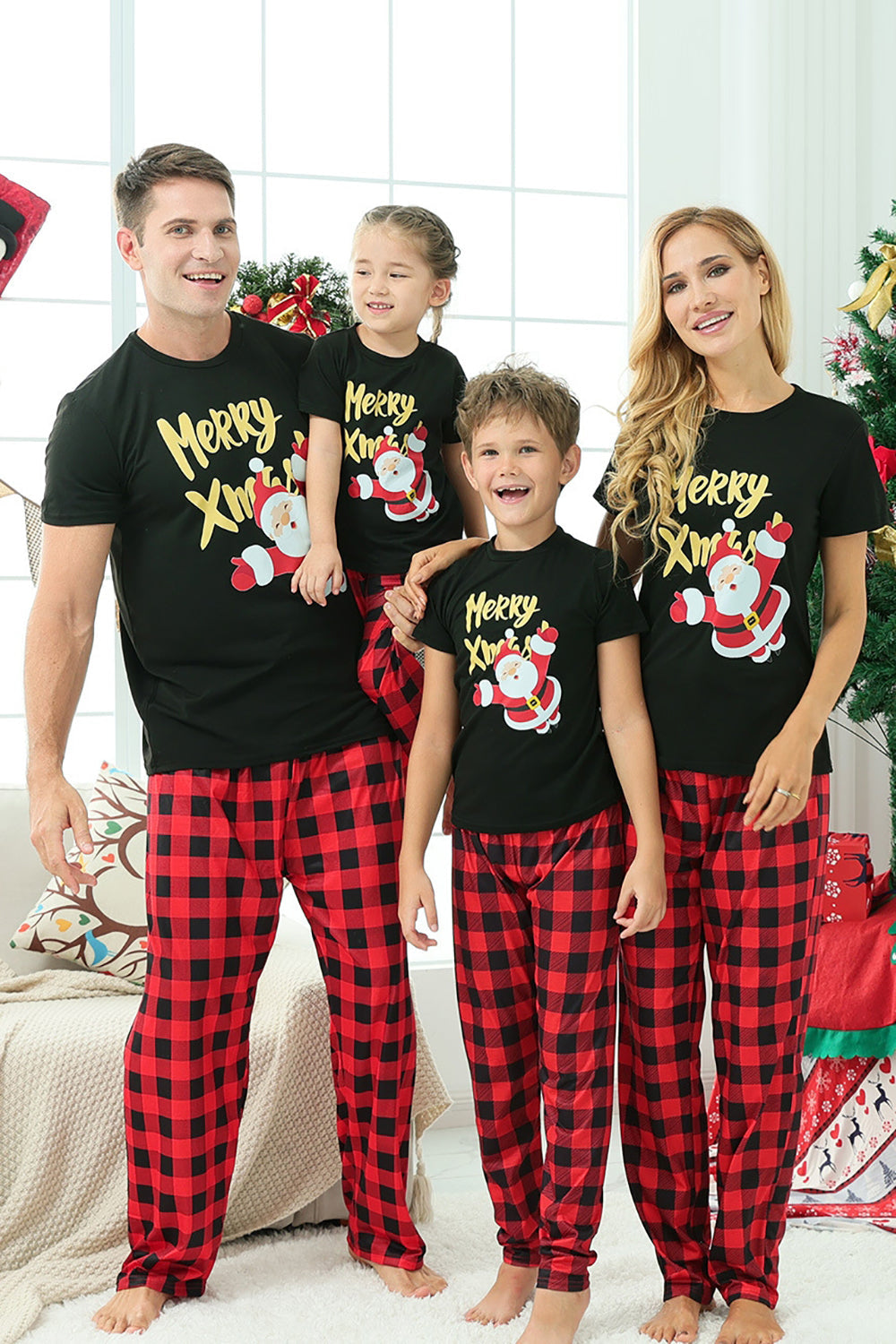 Plaid Family Christmas pyjamas med korte ermer