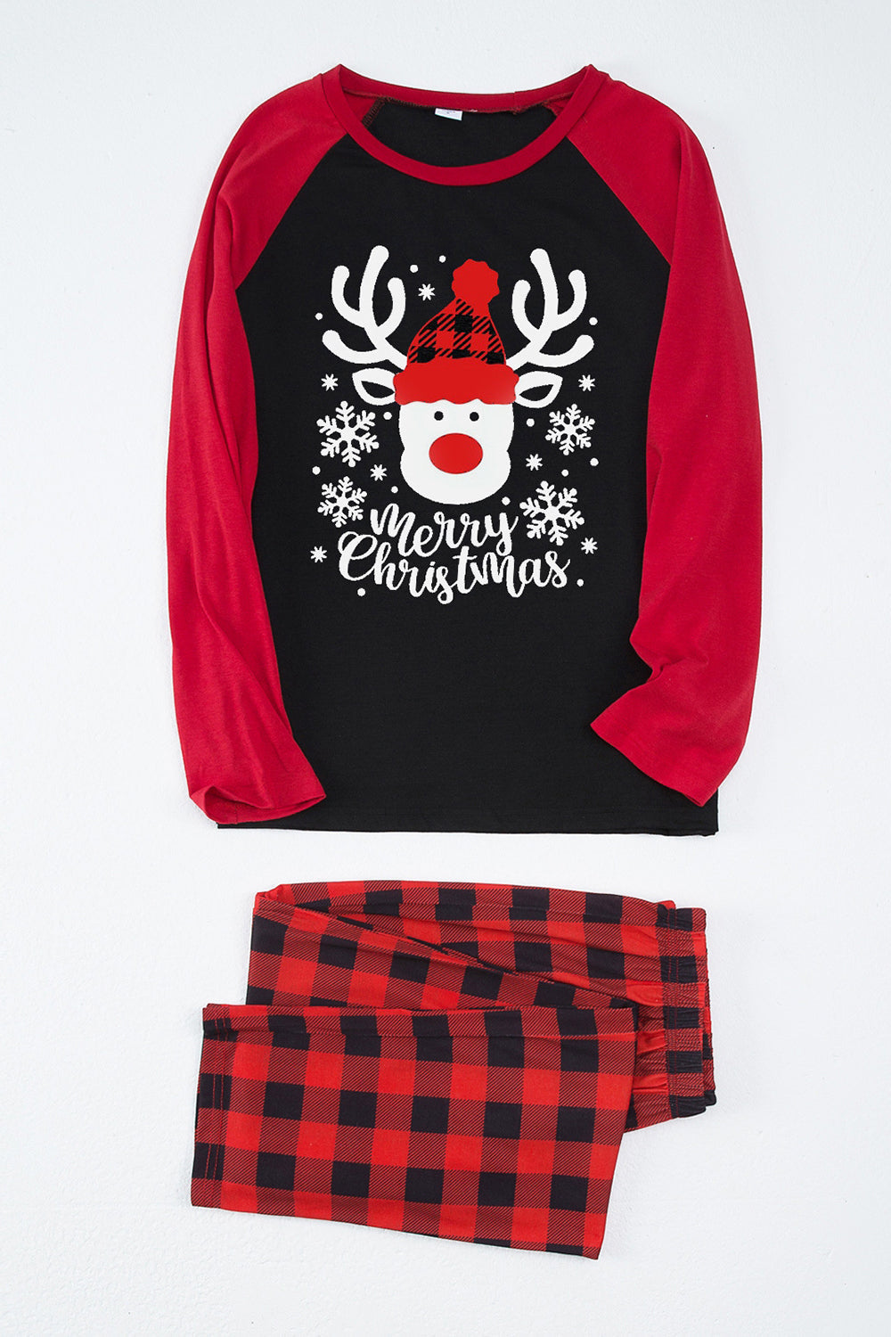 Red Plaid Christmas Fmaily Print pyjamas sett med hund