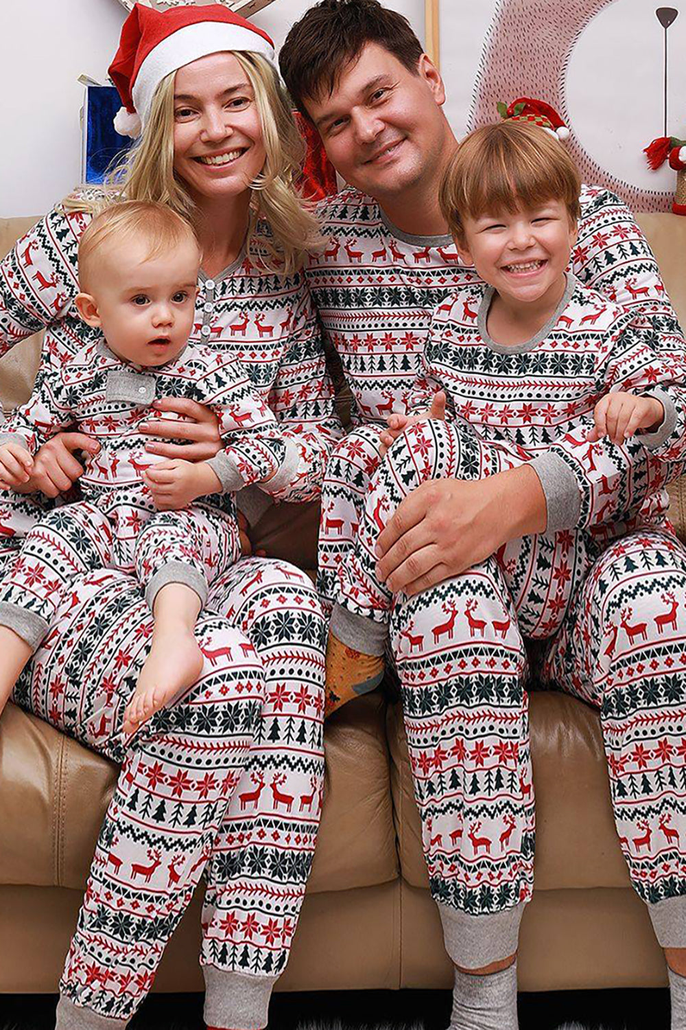 Matching pyjamas Set Grey mønster Christmas Family Pyjamas