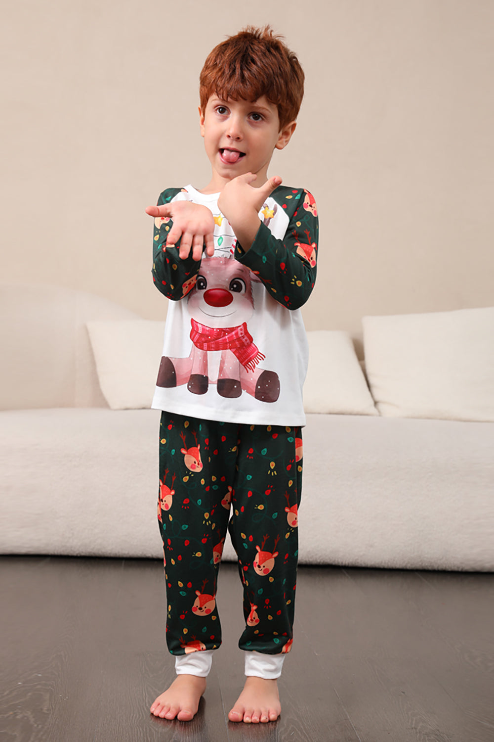 Mørkegrønn hjort Christmas Familie pyjamas sett
