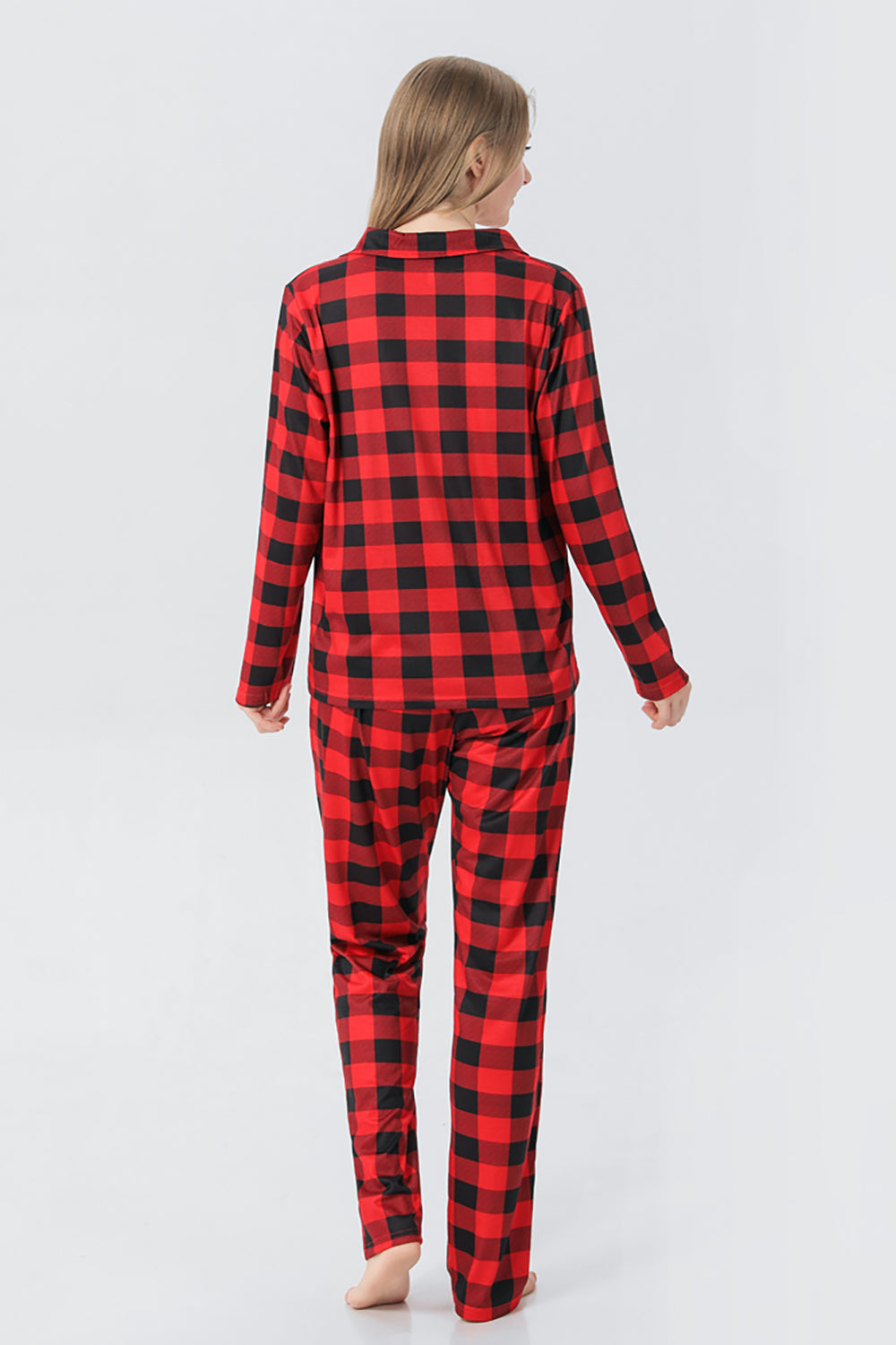 Red Plaid Christmas Family Matchende 2 stykker pyjamassett