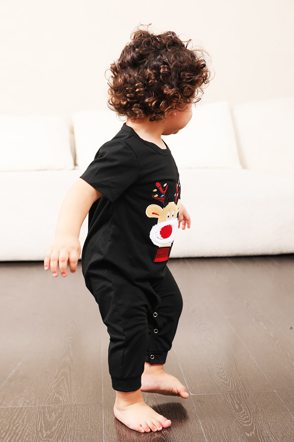 Red Plaid Christmas Family Matchende pyjamassett med korte ermer