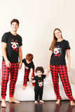 Red Plaid Christmas Family Matchende pyjamassett med korte ermer