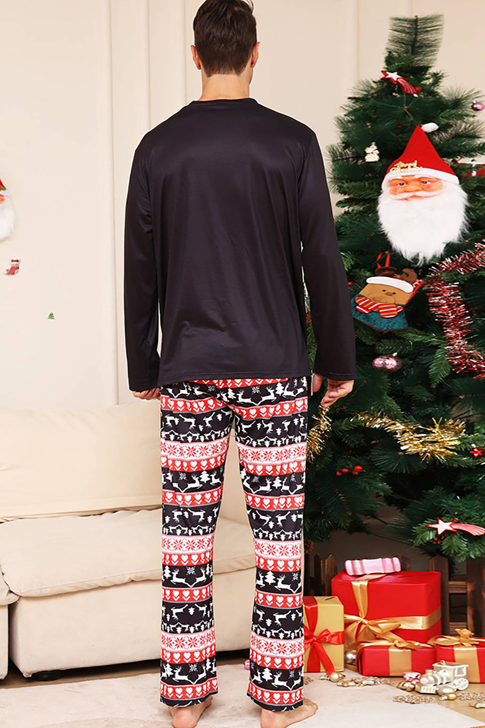 Black Deer og Snowflake Christmas Family Matchende pyjamassett