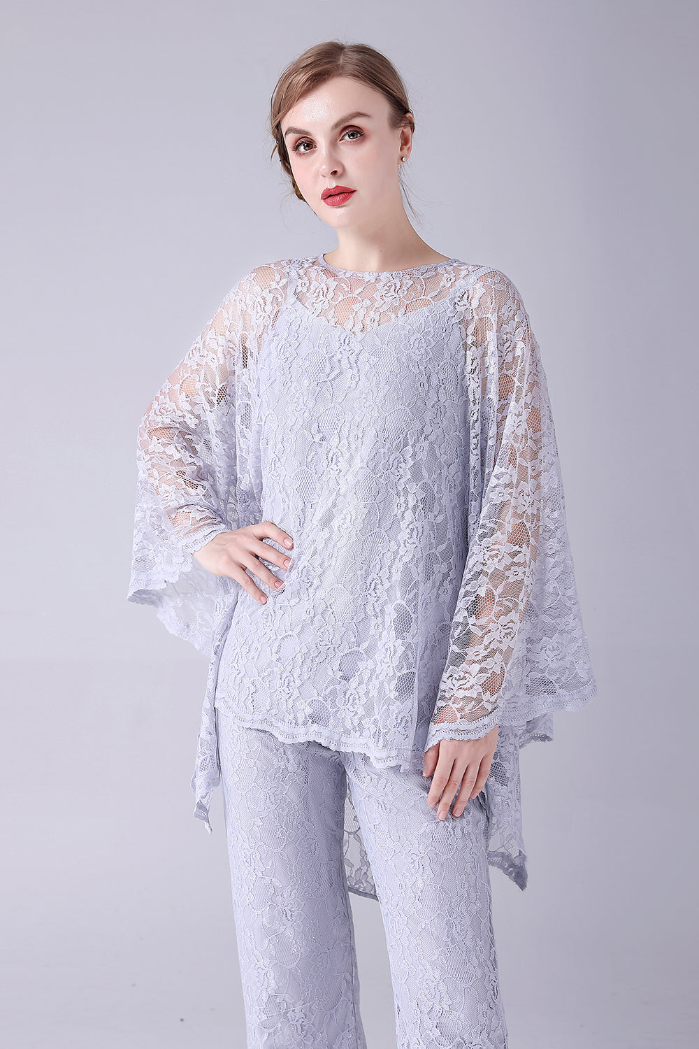 sølv 3 stk lange ermer mor til bruden buksedresser