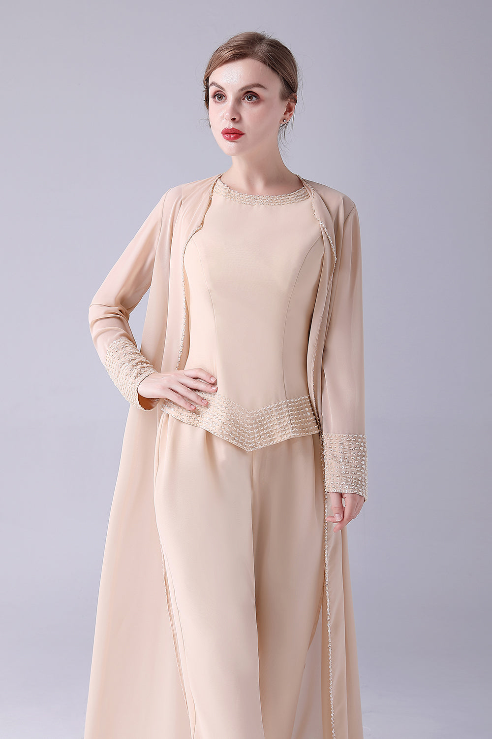 Champagne lang frakk 3 stk mor til bruden Pant dresser